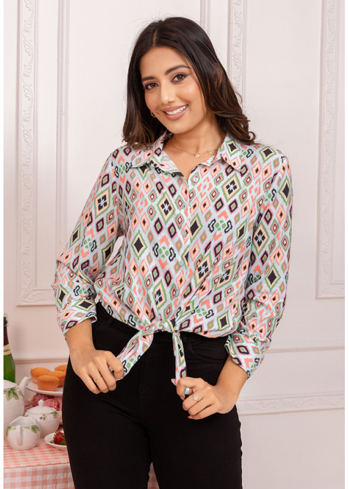 LISA LONG SLEEVE PRINTED BLOUSE